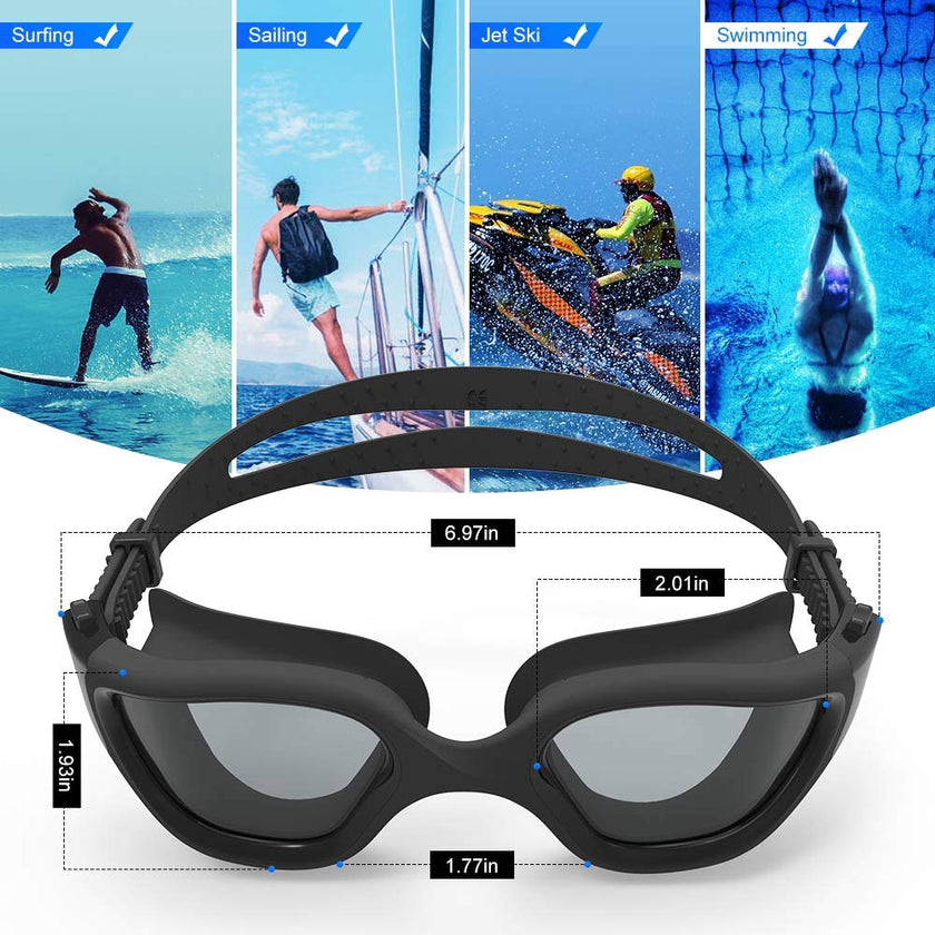 ZIONOR Swimming Goggles G1 Polarized Swim Goggles UV Protection Watertight Anti-Fog Adjustable Strap Comfort fit for Unisex Adult Men and Women-Black Frame Smoke Lens 🍁 All In One Marketplace Canada