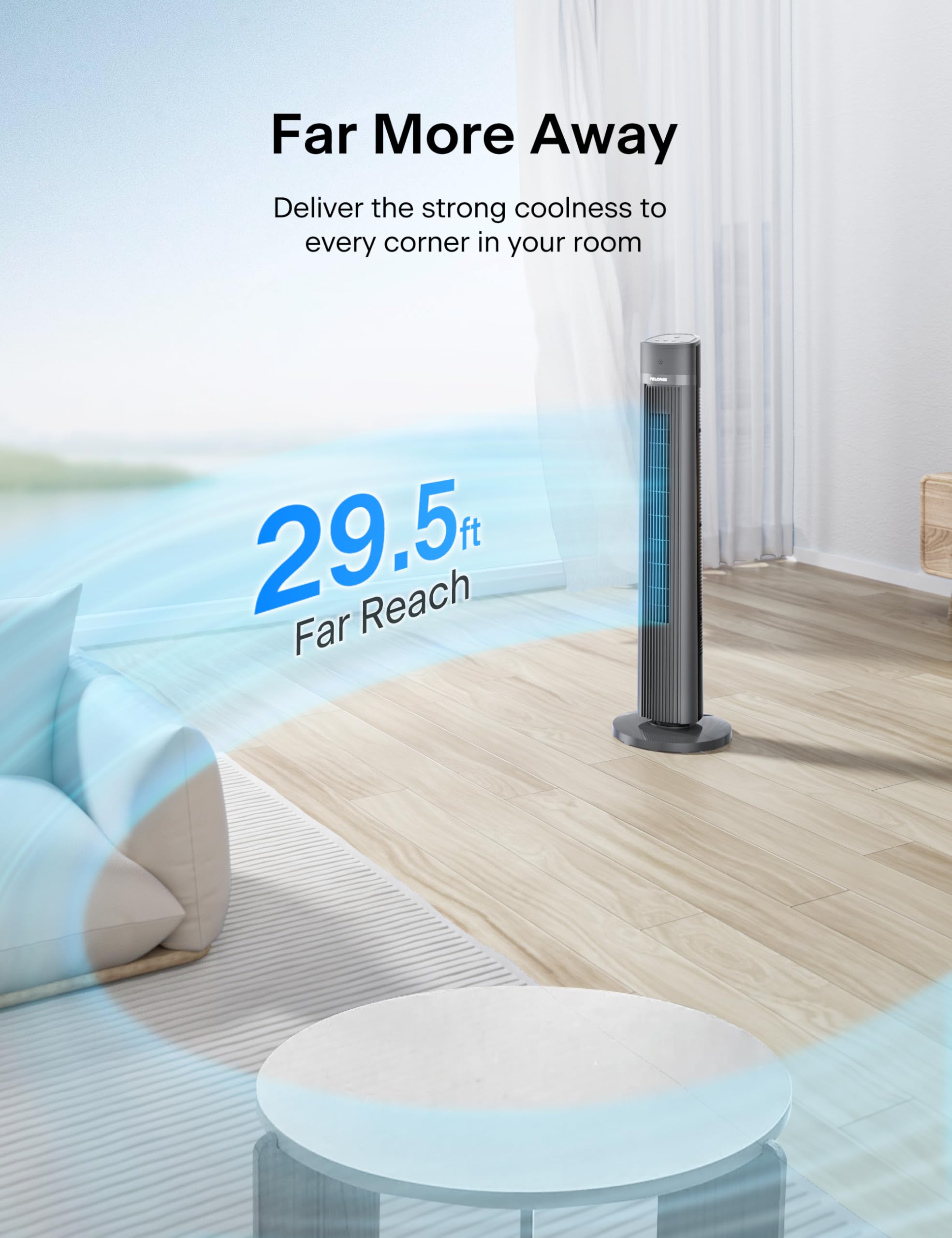 PELONIS Oscillating Tower Fan with Remote Control 40’’ Quiet Stand Up Fan with 3 Speed Settings and 3 Modes 15-Hour Timer LED Display for Bedroom Home Office Use, Black 🍁 All In One Marketplace Canada