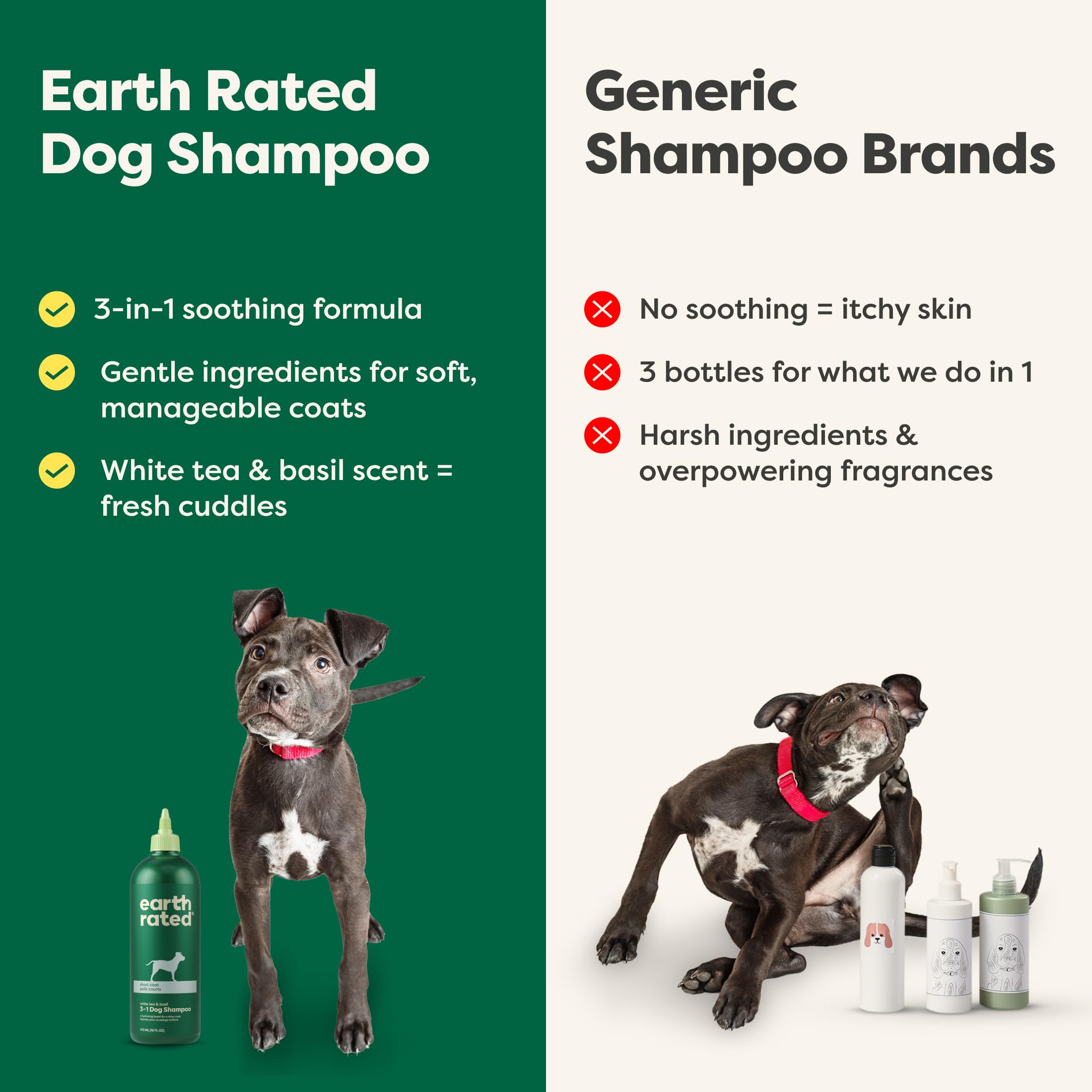 Earth Rated (A Canadian Company), 3-in-1 Soothing Dog Shampoo and Conditioner, Deodorizing Oatmeal Shampoos for Dogs and Puppies, Great for Smelly Pets, White Tea and Basil Scent, 473 ml 🍁 All In One Marketplace Canada