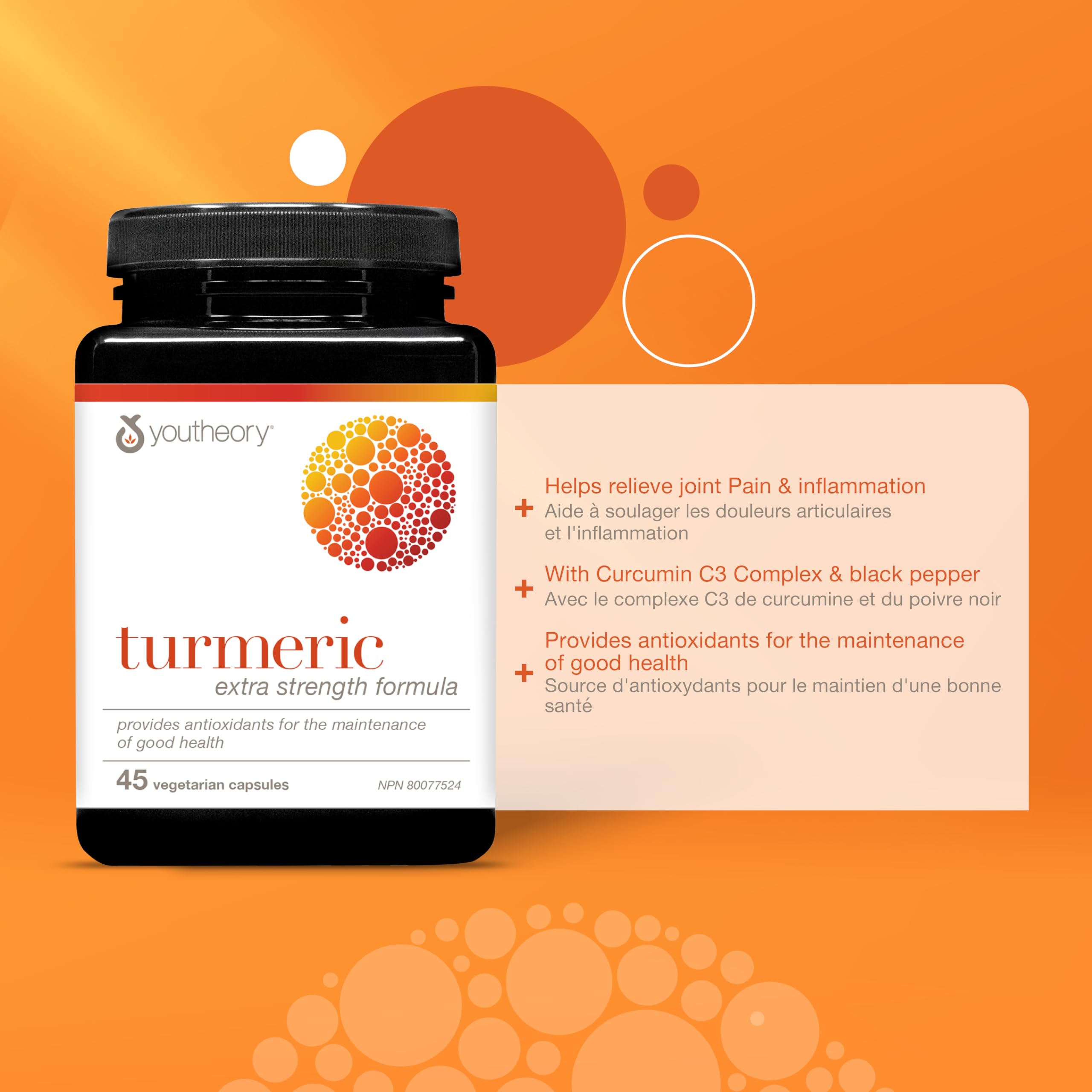Youtheory Turmeric Curcumin with Black Pepper, Powerful Antioxidant Properties to Help Relieve Joint Inflammation, 45 Capsules 🍁 All In One Marketplace Canada