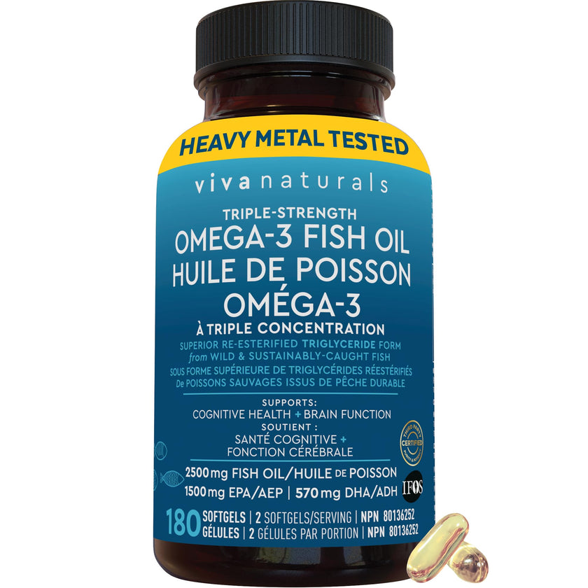 Omega 3 Fish Oil Supplements – 2500 mg High Potency Fish Oil with 1500 mg EPA & 570 mg DHA Omega 3 Fatty Acids in rTG Form for Better Absorption, No Fishy Aftertaste, IFOS Certified, 180 Softgels 🍁 All In One Marketplace Canada