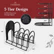 Heavy Duty Pan Organizer, 5 Tier Rack - Holds up to 50 LB - For Cast Iron Skillets, Griddles, Pots - Durable Steel Construction - Space Saving Kitchen Storage - No Assembly Required - Black 12.2-Inch 🍁 All In One Marketplace Canada