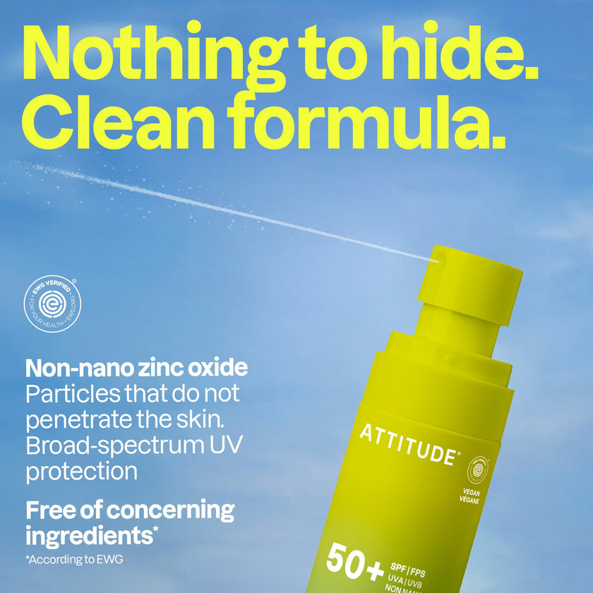ATTITUDE Mineral Sunscreen Lightweight Lotion SPF 50, Broad Spectrum Zinc Oxide, EWG Verified, Non-Nano, Water-Resistant 80 Minutes, Non-Greasy for Face & Body, Vegan, Unscented, 80 grams 🍁 All In One Marketplace Canada