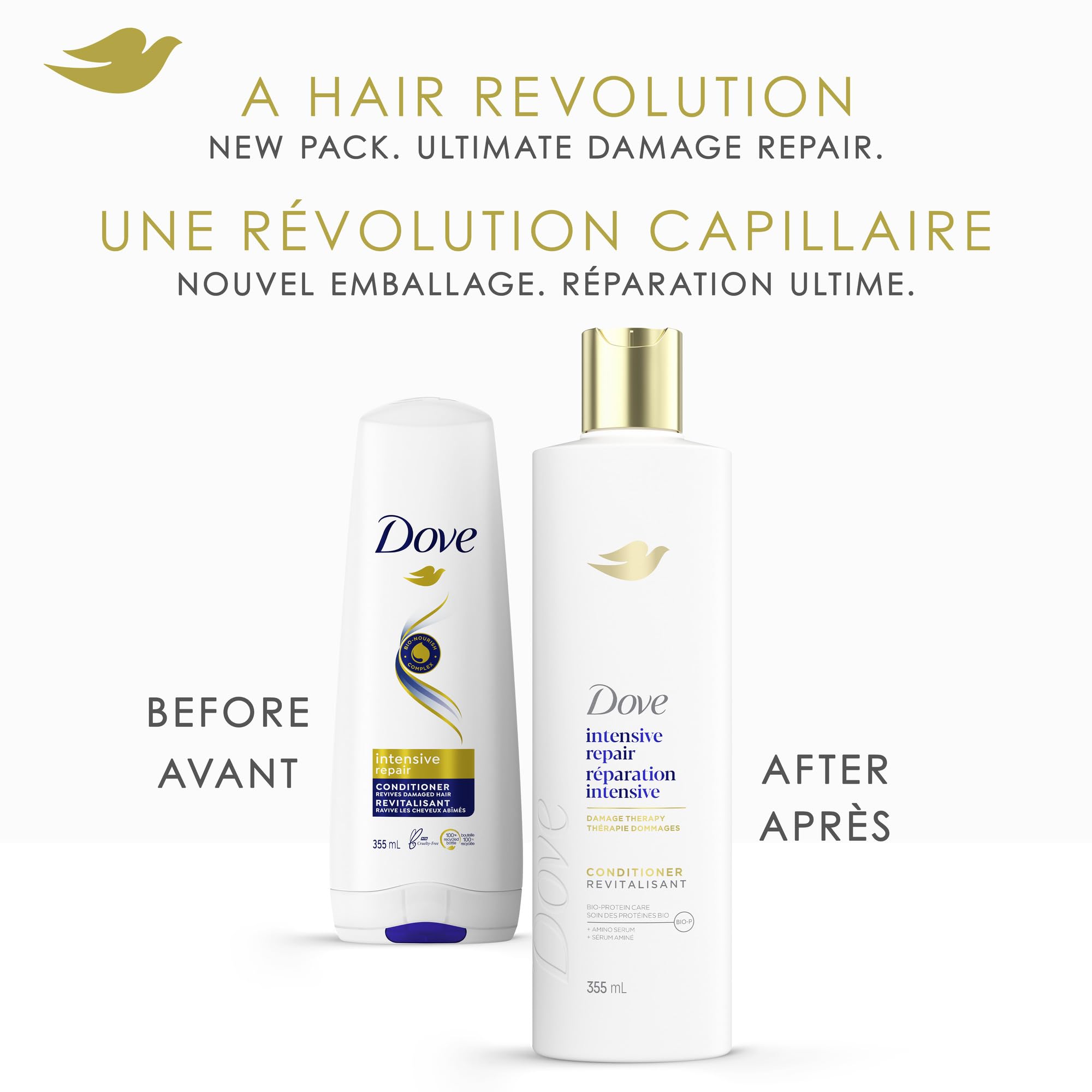 Dove Intensive Repair Shampoo & Conditioner for Damaged Hair, with Liquid Bio-Protein Care technology, 355ml (2 Shampoo + 2 Conditioner) 🍁 All In One Marketplace Canada