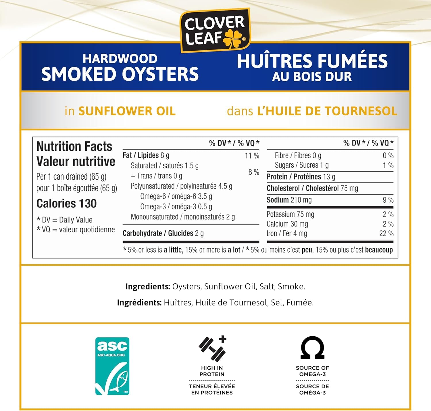 Clover Leaf Smoked Oysters In Sunflower Oil, 85g, 24 Count 🍁 All In One Marketplace Canada