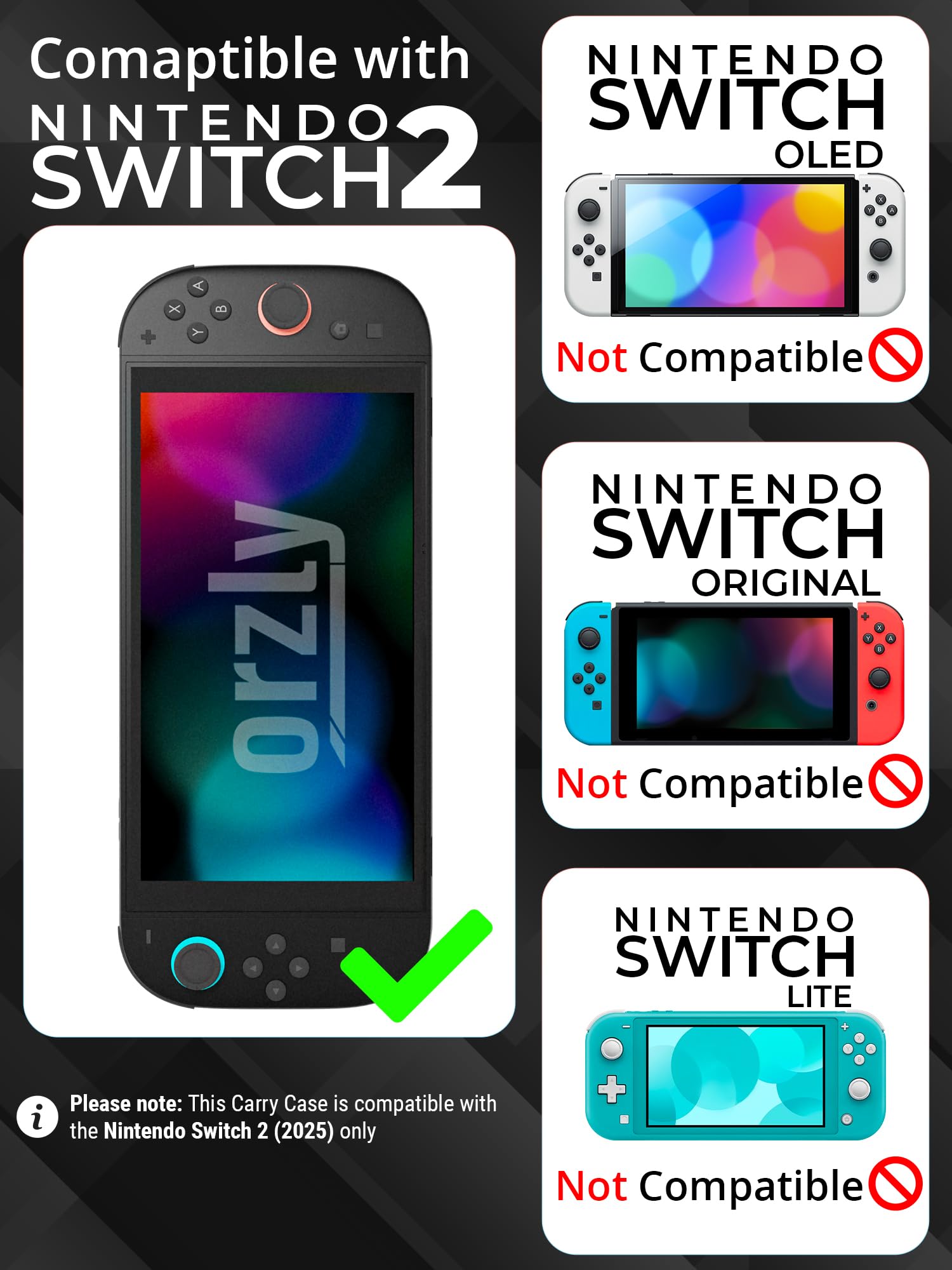 Carry Case for Nintendo Switch 2 (2025) Hard Shell Travel Case with Screen Padding, Game Card & microSD Slots, Zipped & Open Pockets for Accessories 🍁 All In One Marketplace Canada