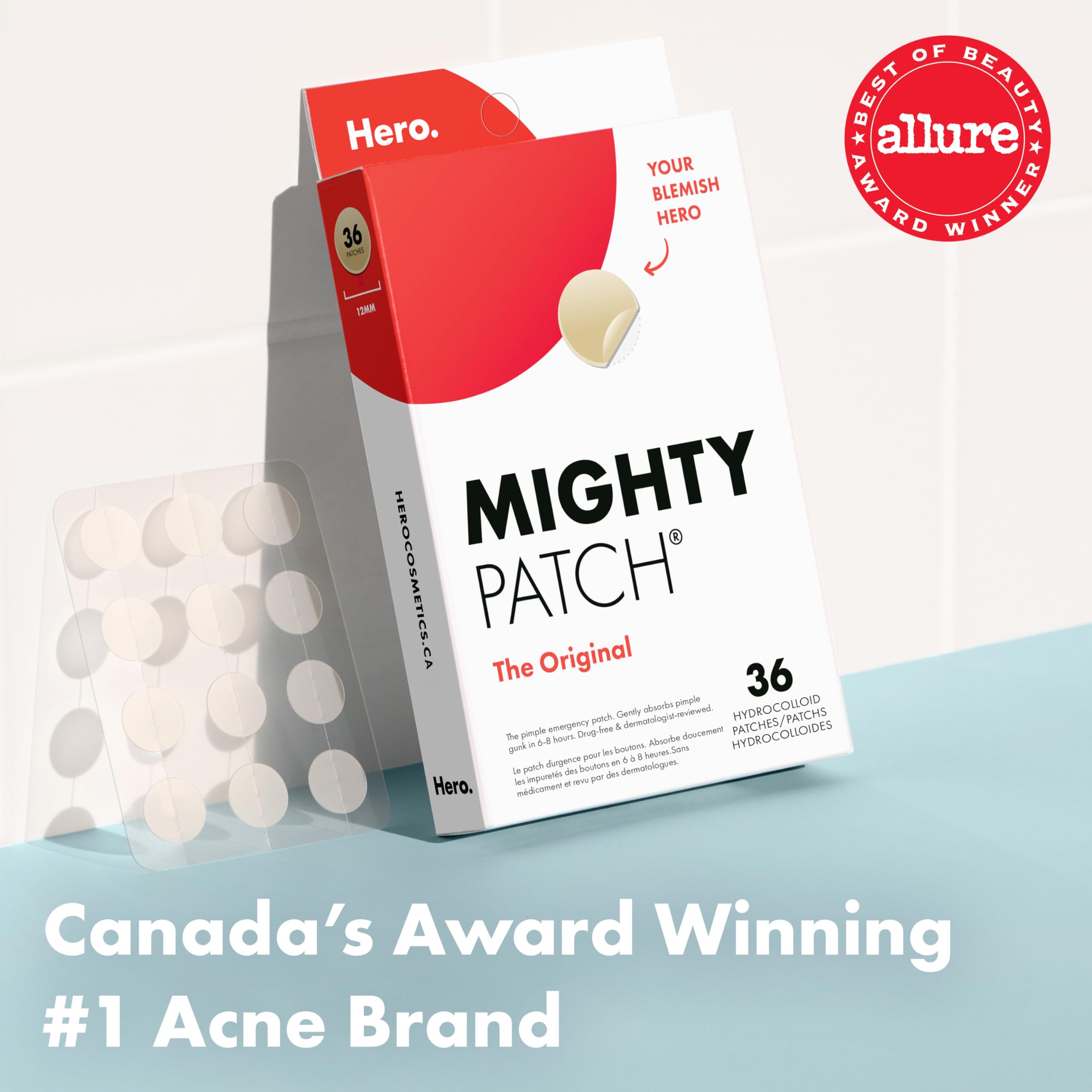 Hero Cosmetics Mighty Patch Original – Hydrocolloid Patch for Pimples, Overnight Acne Blemish & Zit Stickers for Sensitive Skin, (72 Count) 🍁 All In One Marketplace Canada