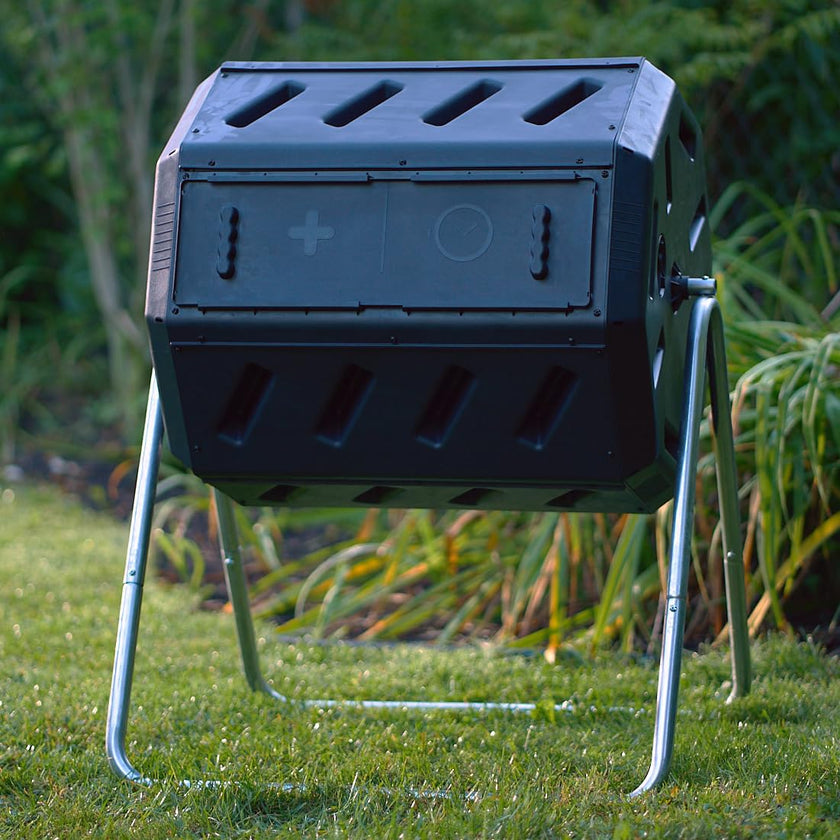 FCMP Outdoor IM4000 Dual Chamber Tumbling Composter Canadian-Made, 100% Recycled Resin - Outdoor Rotating Compost Tumbler Bin for Garden, Kitchen, and Yard Waste, Black (37 Gallon) 🍁 All In One Marketplace Canada