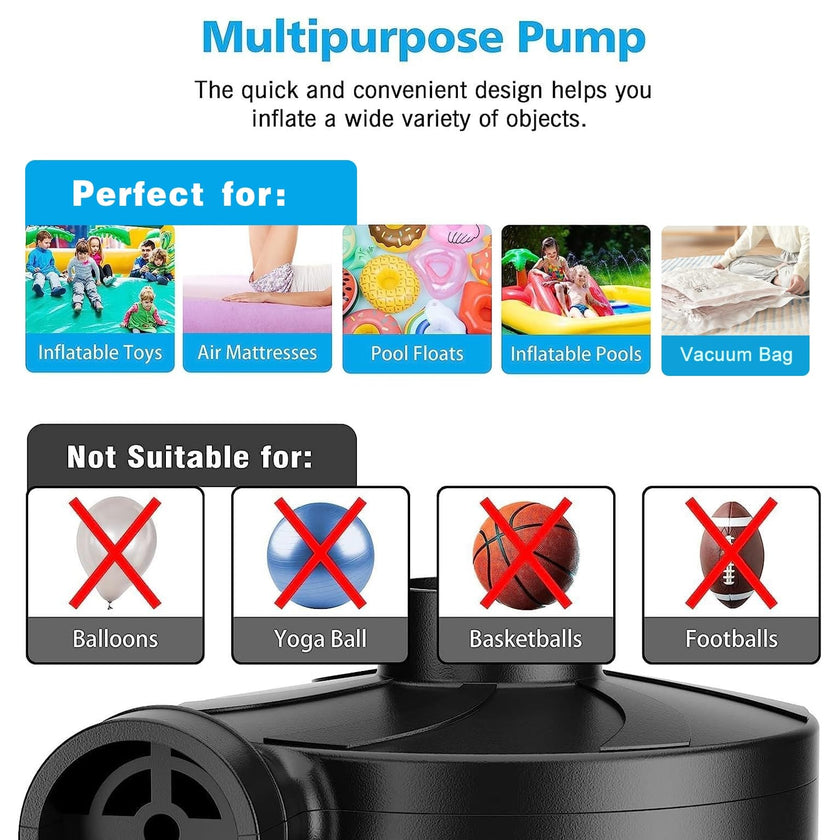 Electric Air Pump for Inflatables,Portable Quick-Fill Air Pump with 3 Nozzles,110-120V, Inflator & Deflator Pumps for Outdoor Camping, Air Mattress Beds,Boats,Inflatable Cushion,Couch,Pool Floats 🍁 All In One Marketplace Canada