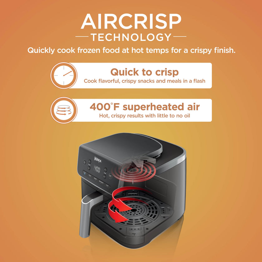 Ninja Air Fryer Pro 5-in-1, 5 QT Capacity, Air Fry, Bake, Roast, Reheat, and Dehydrate, Air Crisp Technology, Nonstick Basket & Crisper Plate, Grey, AF142C 🍁 All In One Marketplace Canada