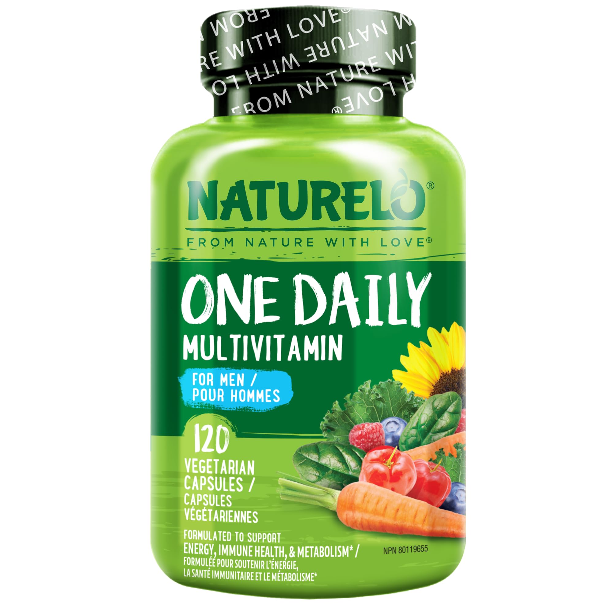NATURELO Mens Multivitamins - One Daily Multivitamin for Men with Vitamins, Minerals & Organic Whole Foods, Boost Energy & Health, Non-GMO, 120 Vegetarian Capsules 🍁 All In One Marketplace Canada