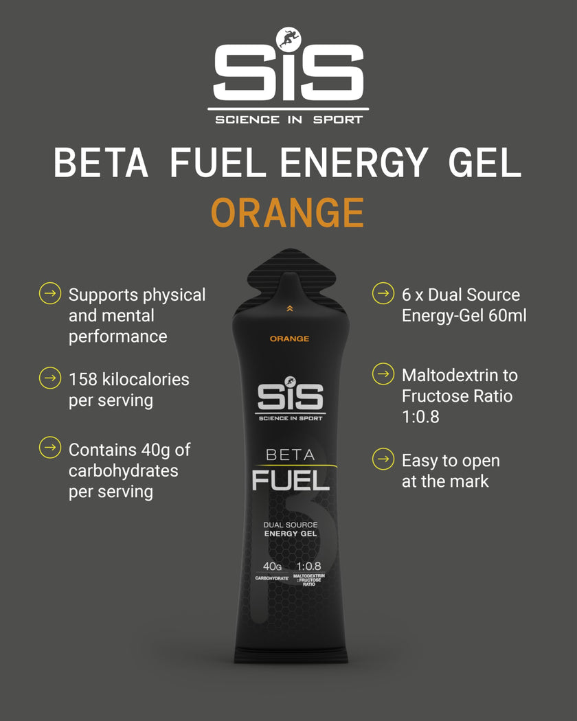 Science in Sport Beta Fuel Gel | Easily Digestible & Quick Carbohydrates, Dual Source Energy Gel | 40g Carbs for Energy | Vegan, Gluten Free, Dairy Free, Nut Free | 60 mL (Orange) 🍁 All In One Marketplace Canada