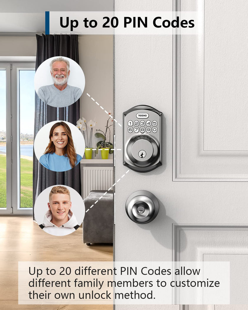 TEEHO TE001 Keyless Entry Door Lock with Keypad - Smart Deadbolt Lock for Front Door with 2 Keys - Auto Lock - Easy Installation - Satin Nickel 🍁 All In One Marketplace Canada