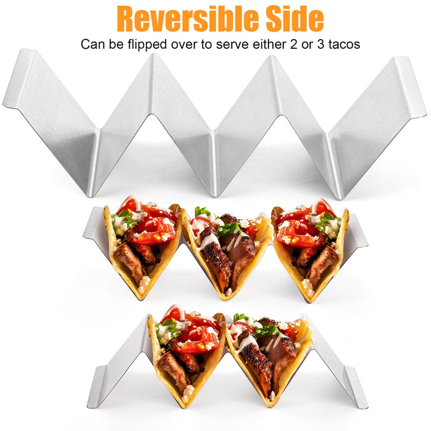Bekith Stainless Steel Taco Holder Stand 6 Pack, Taco Holder Stand Tray with Handles, Up to 3 Tacos Each Keeping Shells Upright, Stylish Taco Shell Holders, Oven, Grill and Dishwasher Safe 🍁 All In One Marketplace Canada