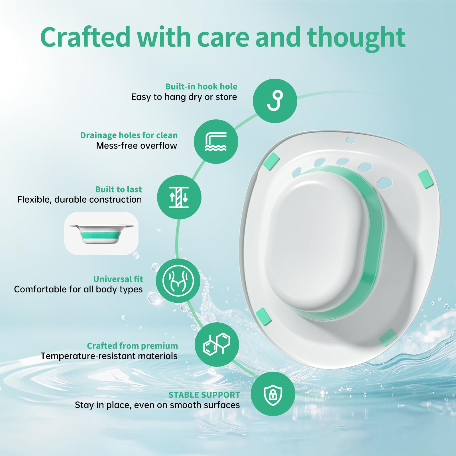 RUGUO Sitz Bath, Sitz Bath for Hemorrhoids - Sitz Bath for Toilet Seat - Sitz Bath for Postpartum Care, Sits Bath Kit for Women, Collapsible, Wider Seating Area, Deeper Bowl 🍁 All In One Marketplace Canada