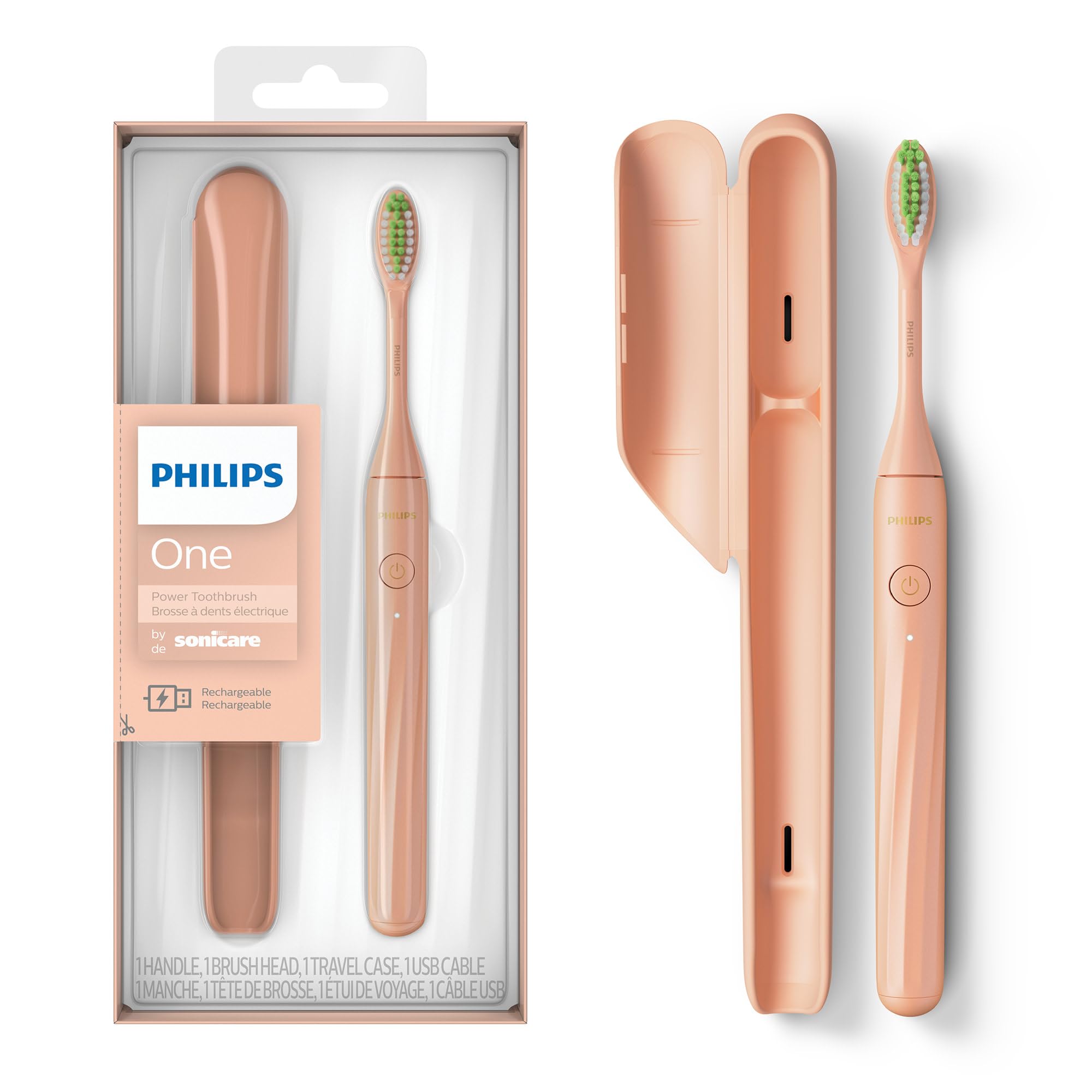 Philips One by Sonicare Rechargeable Toothbrush, 1 Brush Head, Champagne 🍁 All In One Marketplace Canada
