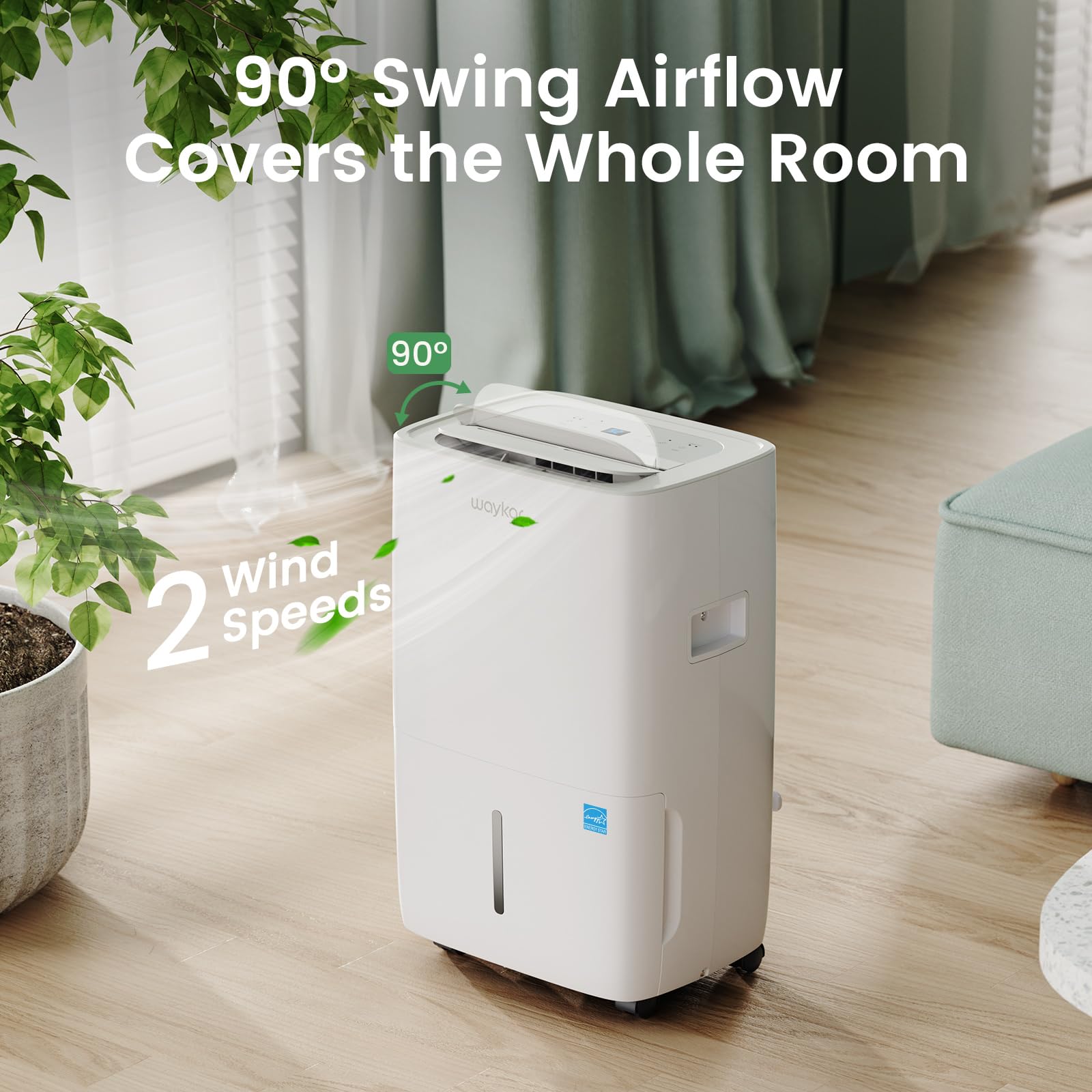 Waykar 80 Pints 2025 Energy Star Dehumidifier for Spaces up to 5,500 Sq. Ft for Basement and Home, Large Room with Drain Hose and 1.14 Gallons Water Tank 🍁 All In One Marketplace Canada