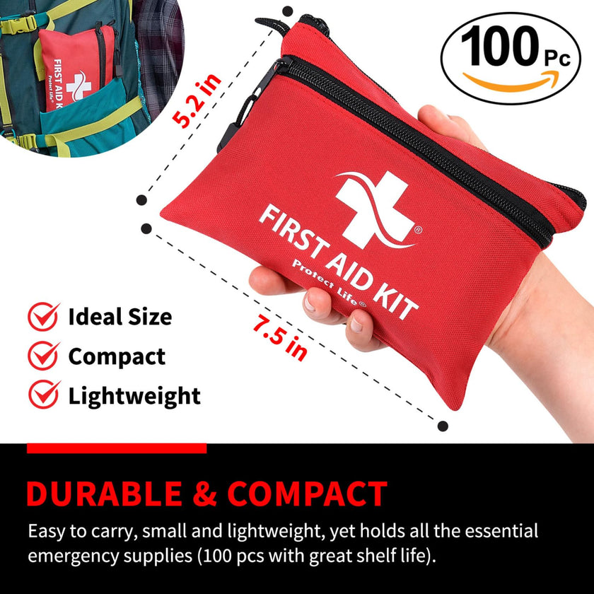 Protect Life 100-Piece First Aid Kit for Home, Business, Car, Camping & Hiking | HSA/FSA Eligible Emergency Survival Medical Kit 🍁 All In One Marketplace Canada