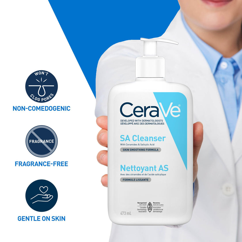 CeraVe Salicylic Acid Cleanser, Renewing Exfoliating Face Wash With Vitamin D for Normal Skin, Fragrance Free, Verified by CeraVe, 473ml 🍁 All In One Marketplace Canada