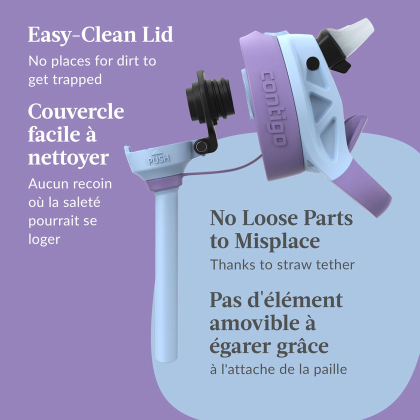 Contigo Kids Aubrey Straw Water Bottle with Leak-Proof Lid, BPA-Free Plastic, Dishwasher Safe, Periwinkle & Amethyst, 14 oz (414 mL) 🍁 All In One Marketplace Canada
