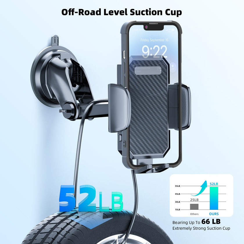 3-in-1 Car Phone Holder, [ Off-Road Level Suction Cup & Clip] Universal Cell Phone Holder Mount Dashboard Windshield Vent One-Hand Operation Holder Compatible with All Smartphones and Cars 🍁 All In One Marketplace Canada