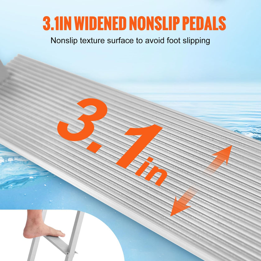 VEVOR Dock Ladder, Removable 3 Steps, 500 lbs Load Capacity, Aluminum Alloy Pontoon Boat Ladder with 3.1'' Wide Step & Nonslip Mat, Easy to Install for Ship/Lake/Pool/Marine Boarding 🍁 All In One Marketplace Canada