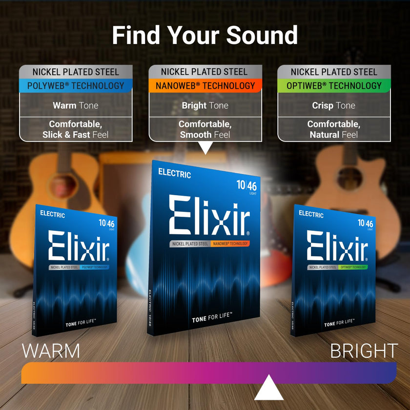 Elixir Strings, Electric Guitar Strings, Nickel Plated Steel with NANOWEB Technology, Longest-Lasting Bright Tone with Comfortable Feel, 4 Pack, Light 10-46 🍁 All In One Marketplace Canada