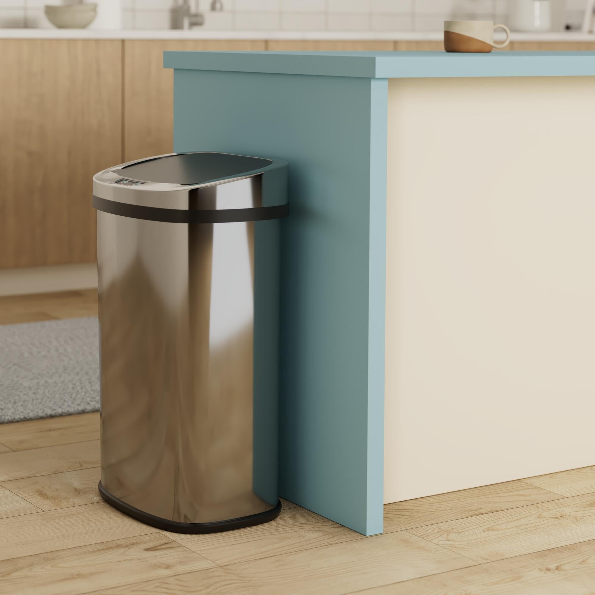 FDW Garbage Can 13 Gallon 50 Liter Kitchen Trash Can for Bathroom Bedroom Home Office Automatic Touch Free High-Capacity with Lid Brushed Stainless Steel Waste Bin 🍁 All In One Marketplace Canada