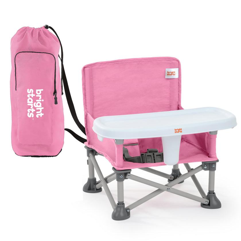 Bright Starts Pop 'N Sit Portable Booster, Indoor/Outdoor Use, Floor Seat with Feeding Tray, Pink, 6 Mos - 3 Yrs 🍁 All In One Marketplace Canada