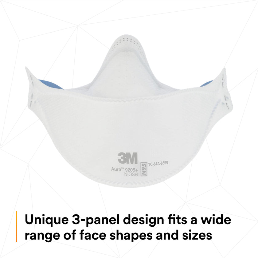 3M Aura Particulate Respirator 9205+, N95, Pack of 20 Disposable Respirators, Individually Wrapped, 3 Panel Flat Fold Design Allows for Facial Movements, Comfortable, NIOSH Approved 🍁 All In One Marketplace Canada