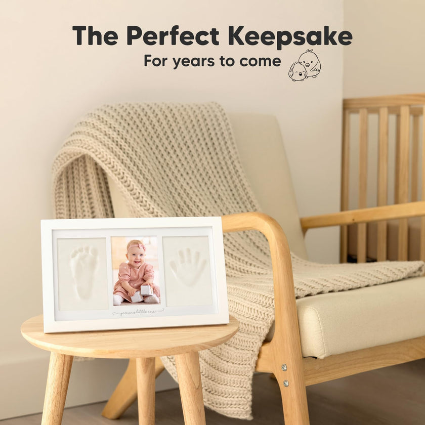 Baby Hand and Footprint Kit - Clay Handprint Keepsake Frame, Newborn Nursery Picture Frame, Personalized New Mom Gifts for Baby Shower & Registry (Alpine White) 🍁 All In One Marketplace Canada