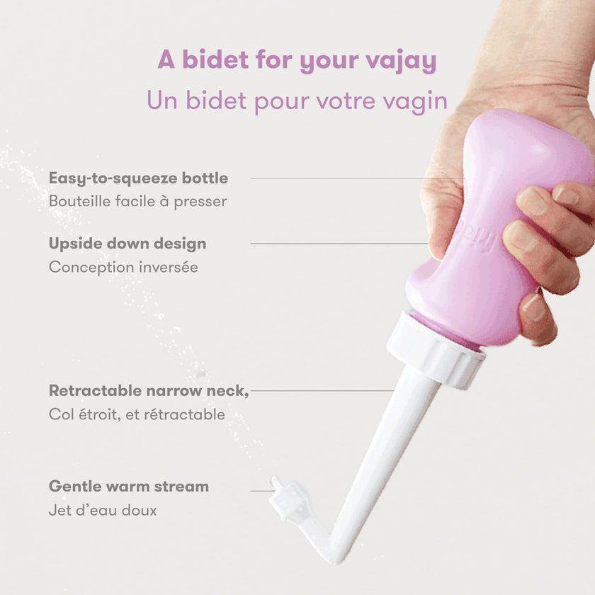 Frida Mom Upside Down Peri Bottle Sprayer, Perineal Care & Postpartum Recovery, Portable Travel Bidet & Perineal Cleanser with Travel Bag, Postpartum Essential, Pink 🍁 All In One Marketplace Canada