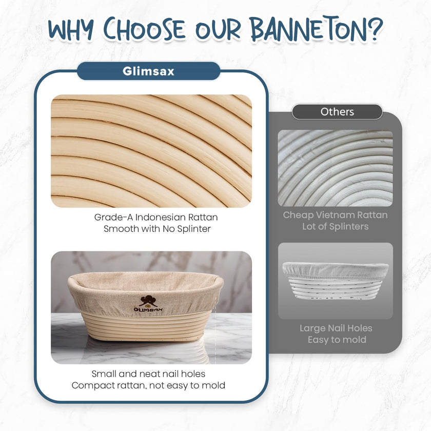 Glimsax Banneton Proofing Basket Set of 2, 9