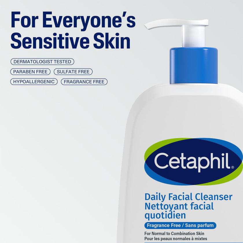 Cetaphil Daily Facial Cleanser Fragrance Free (473ml) - Deep Cleansing Face Wash, Ideal for Normal to Combination to Oily Skin, Dermatologist Tested 🍁 All In One Marketplace Canada