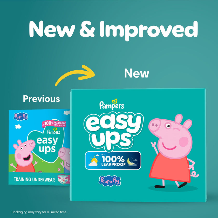 Pampers Easy Ups Girls & Boys Potty Training Pants, Size 7 (5T6T), Peppa Absorbent Training Underwear, Up to 100% Leakproof Day and Night, Hypoallergenic, 1 Pack (Count of 70) 🍁 All In One Marketplace Canada