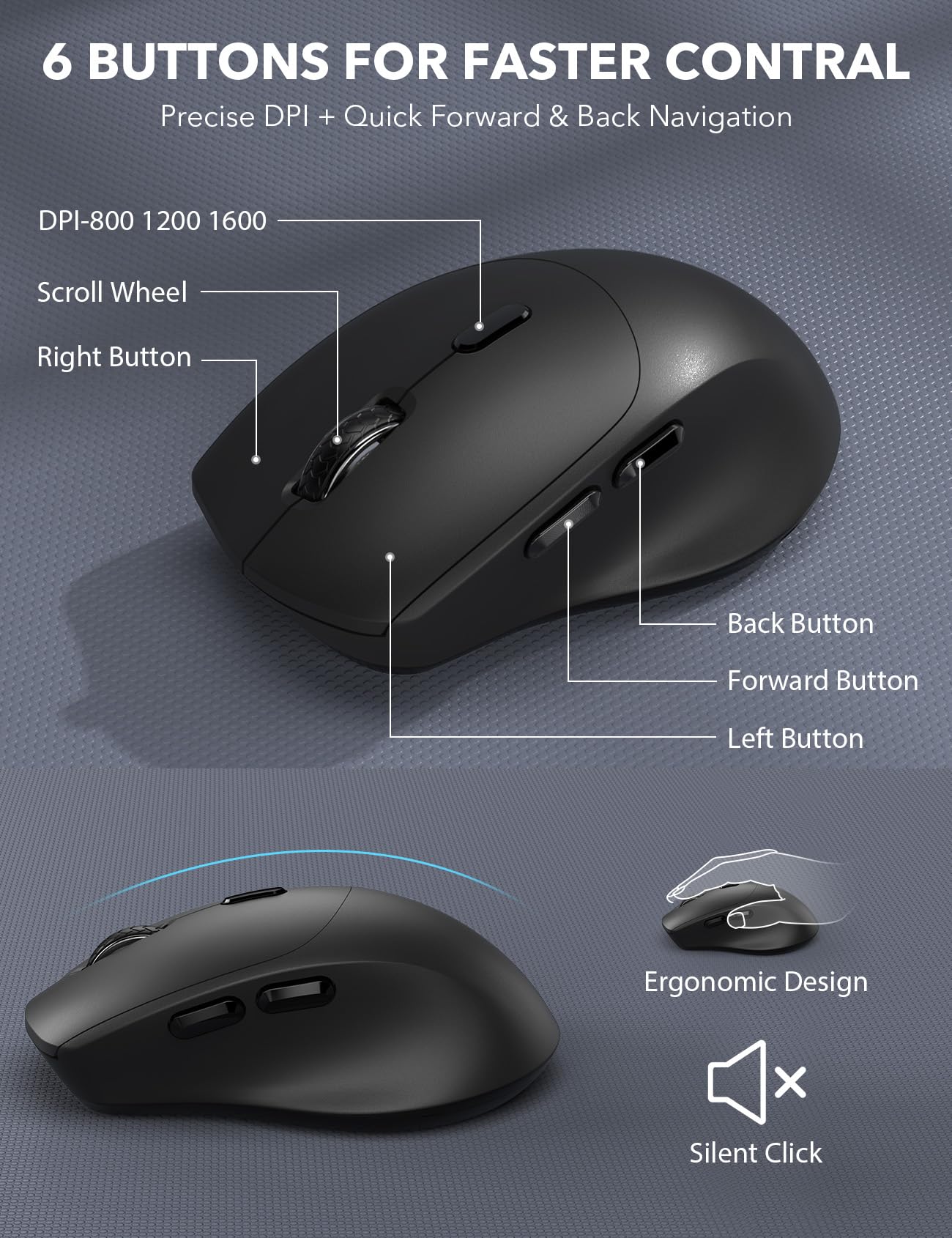 Wireless Keyboard and Mouse Combo - Full-Sized Ergonomic Keyboard with Wrist Rest, Phone Holder, Silent 2.4GHz Cordless Keyboard Mouse for Computer, Laptop, PC, Mac, Windows (Black, 1 Pack) 🍁 All In One Marketplace Canada