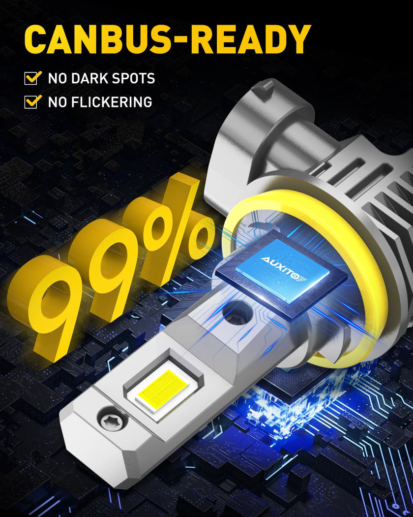 AUXITO H11 LED Headlight Bulbs, 40000LM 6500K White Wireless LED Headlights for H8 H9 H16 Fog Lights, DRL, Low Beam or High Beam, Direct Install Plug and Play, IP68 Waterproof, Pack of 2 🍁 All In One Marketplace Canada
