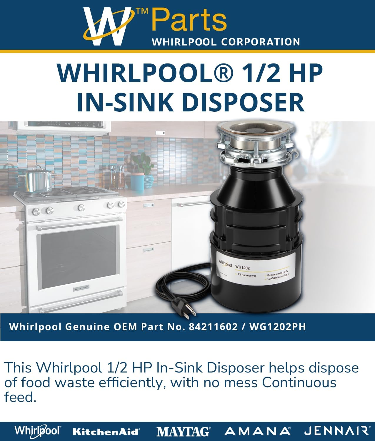 Whirlpool Disposer 84211602 - In-Kitchen Waste Management Solution