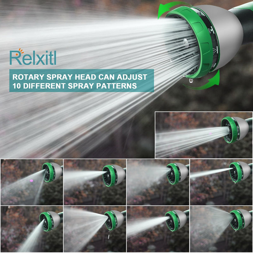 Expandable Garden Hose 100ft Flexible Water Hose, 10 Function Sprayer Nozzle, 3/4 Inch Solid Metal Fittings Lawn Yard Garden Outdoor Hose(Black and Green) 🍁 All In One Marketplace Canada
