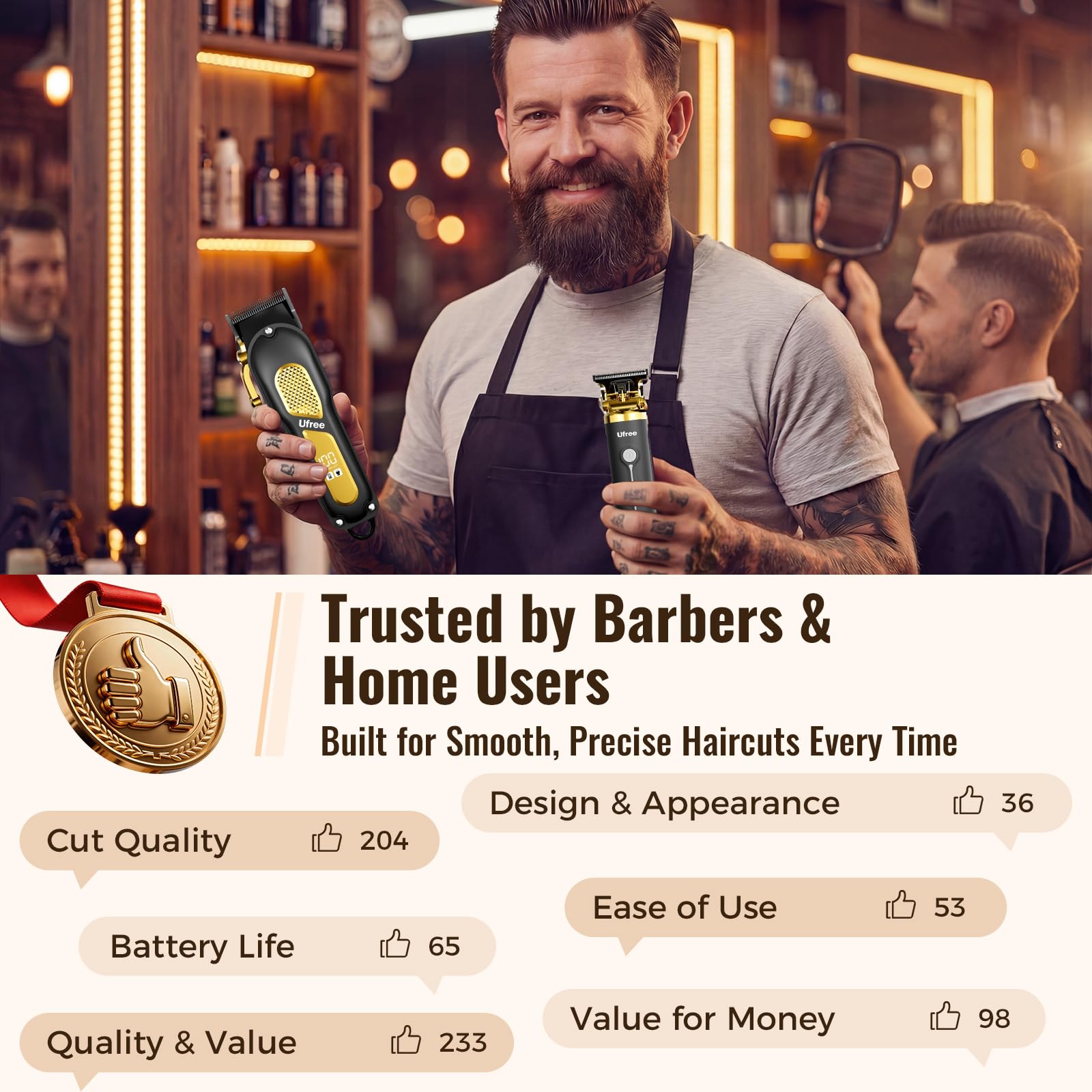Ufree Hair Clippers for Men, Clippers and Trimmers Set, Cordless Barber Clippers, Grooming Kit, Gifts for Men 🍁 All In One Marketplace Canada