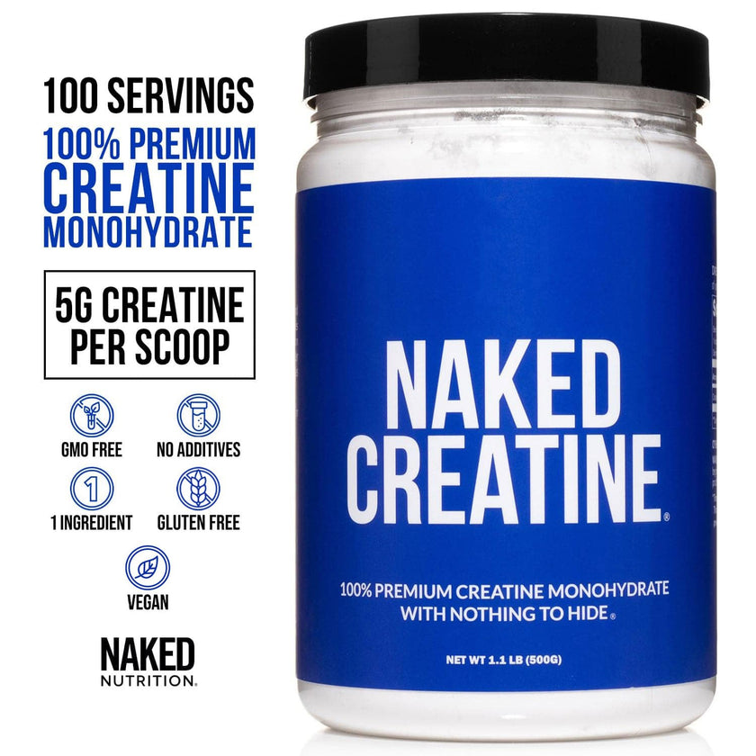 NAKED Pure Micronized Creatine Monohydrate Powder - NSF Certified, Unflavored, 500g, 1.1lb Bulk - Vegan, Non-GMO, Gluten-Free, Soy-Free, No Fillers, Supports Muscle Growth & Strength - 100 Servings 🍁 All In One Marketplace Canada