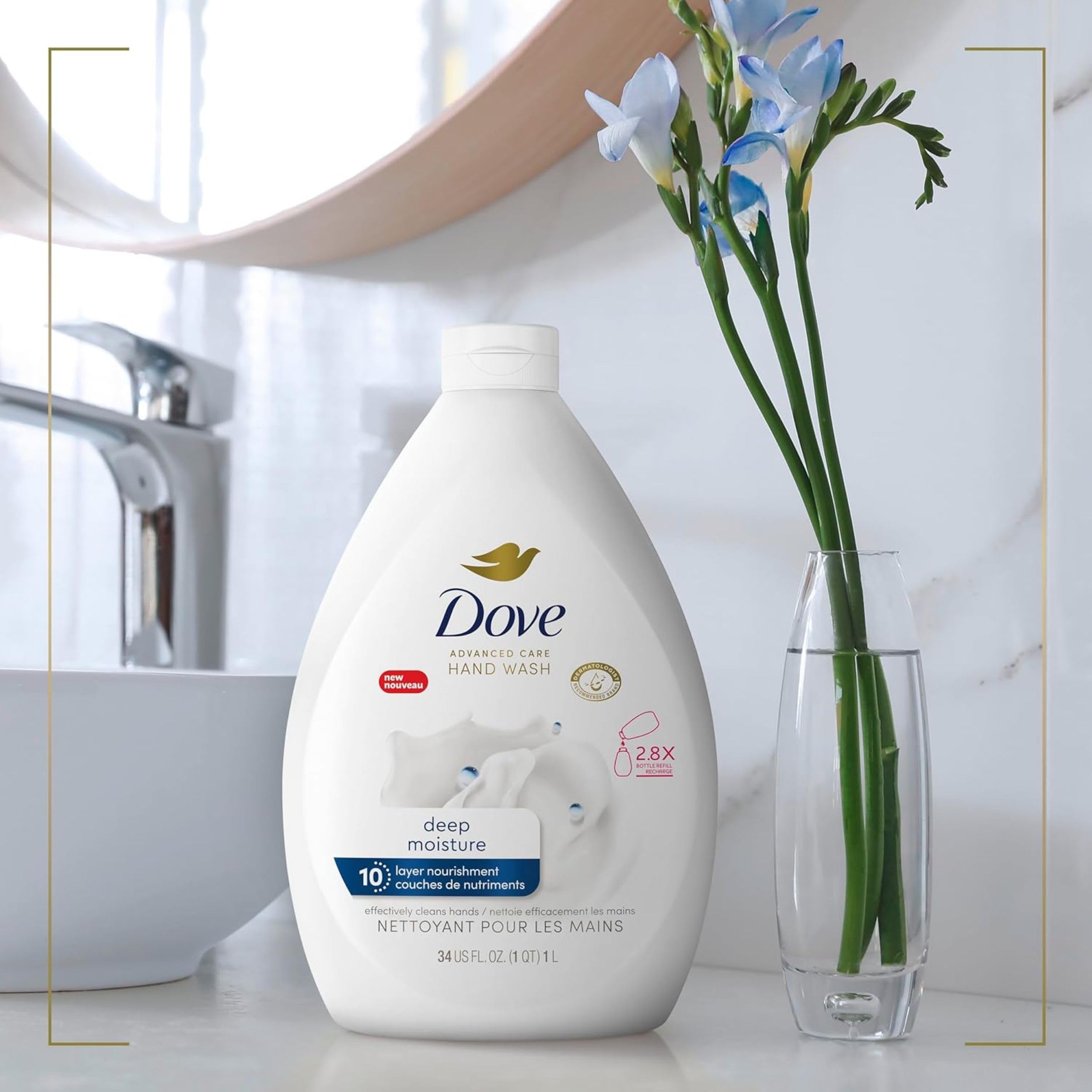 Dove Advanced Care Deep Moisture Hand Wash for soft, smooth skin Bottle Refill nourishes skin 10 layers deep 1 L (Pack Of 3) 🍁 All In One Marketplace Canada