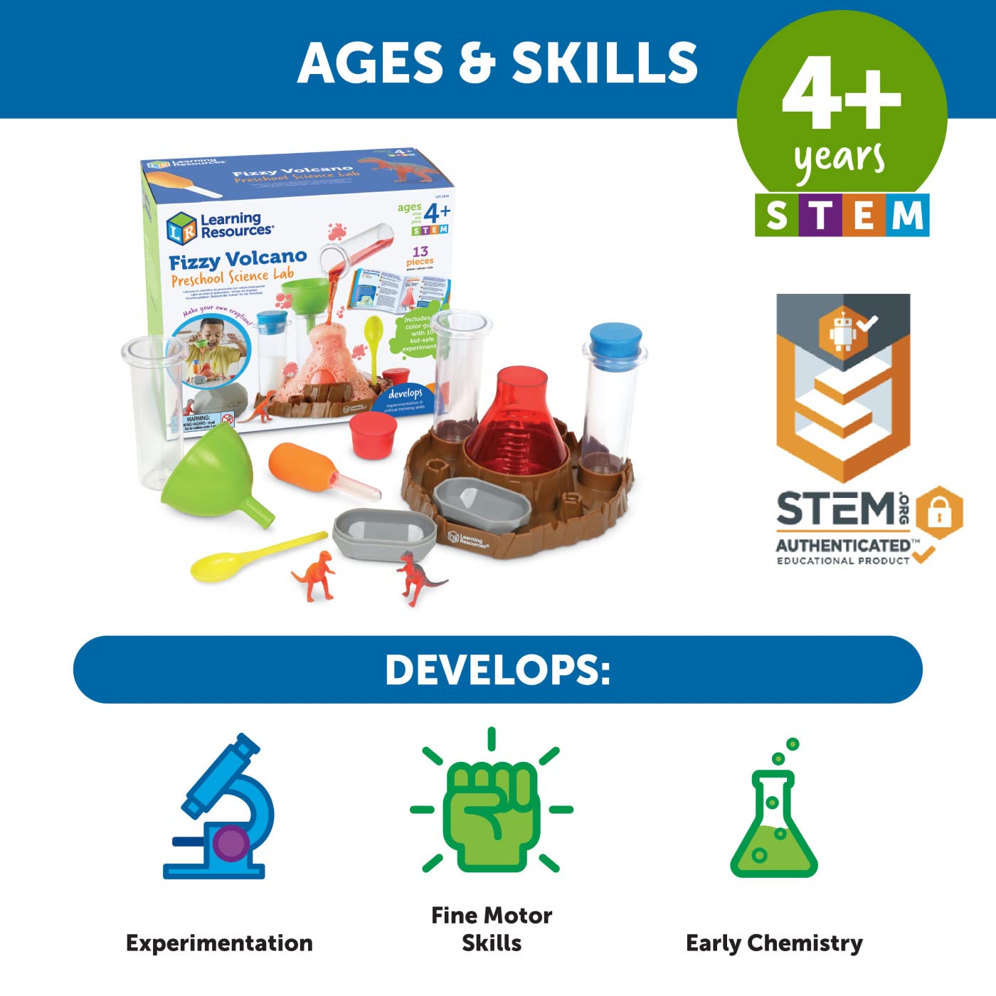 Learning Resources Fizzy Volcano, 13 Pieces, Ages 4+, Preschool Science Lab, Science Kits for Kids, Science Experiments for Kids,STEM Toys for Kids 🍁 All In One Marketplace Canada