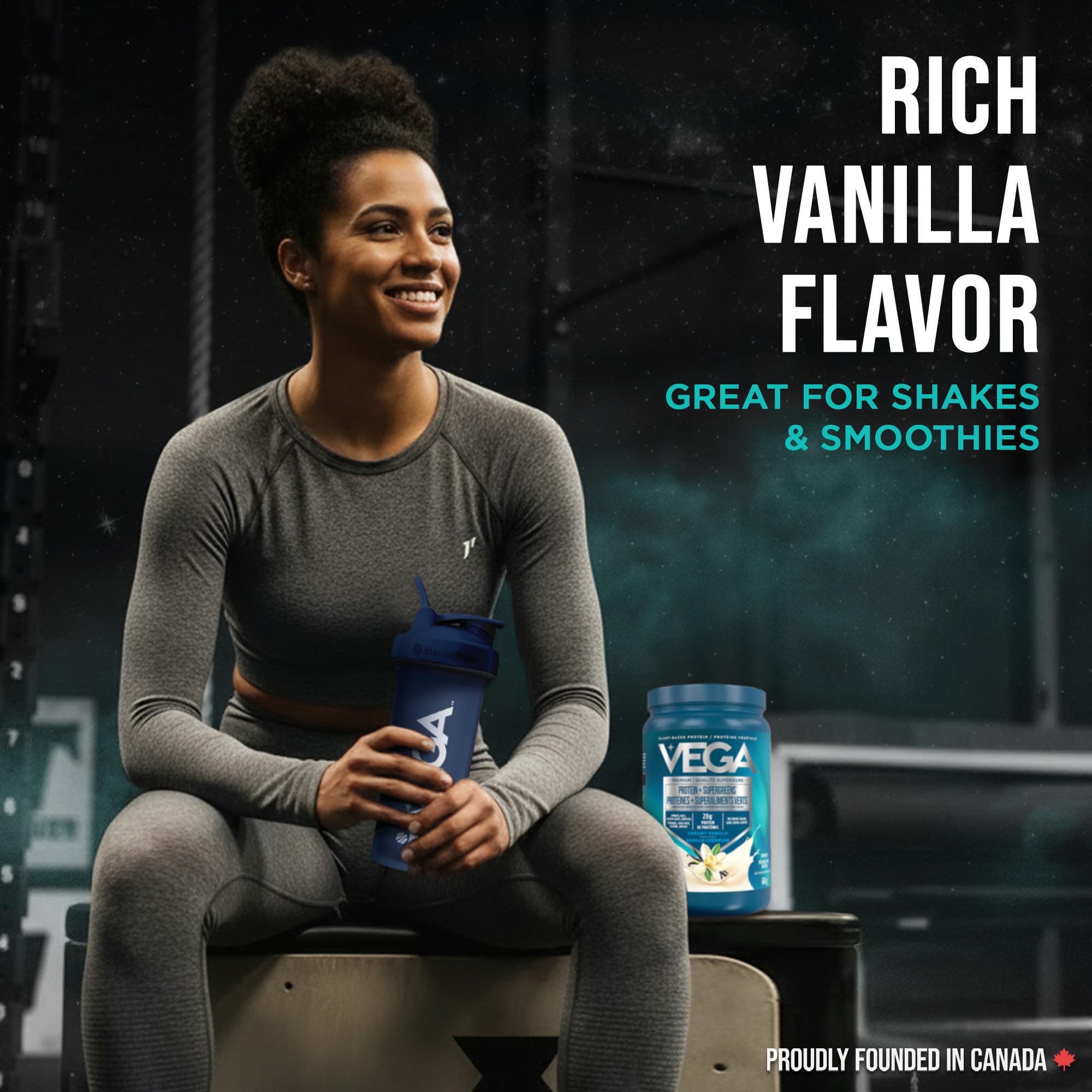 Vega Protein + Supergreens Vegan Plant Based Protein Powder – 20g Organic Pea Protein, Dairy-free, Healthy Breakfast Shake – Vanilla, 21 Servings, 614 grams (Pack of 1) 🍁 All In One Marketplace Canada