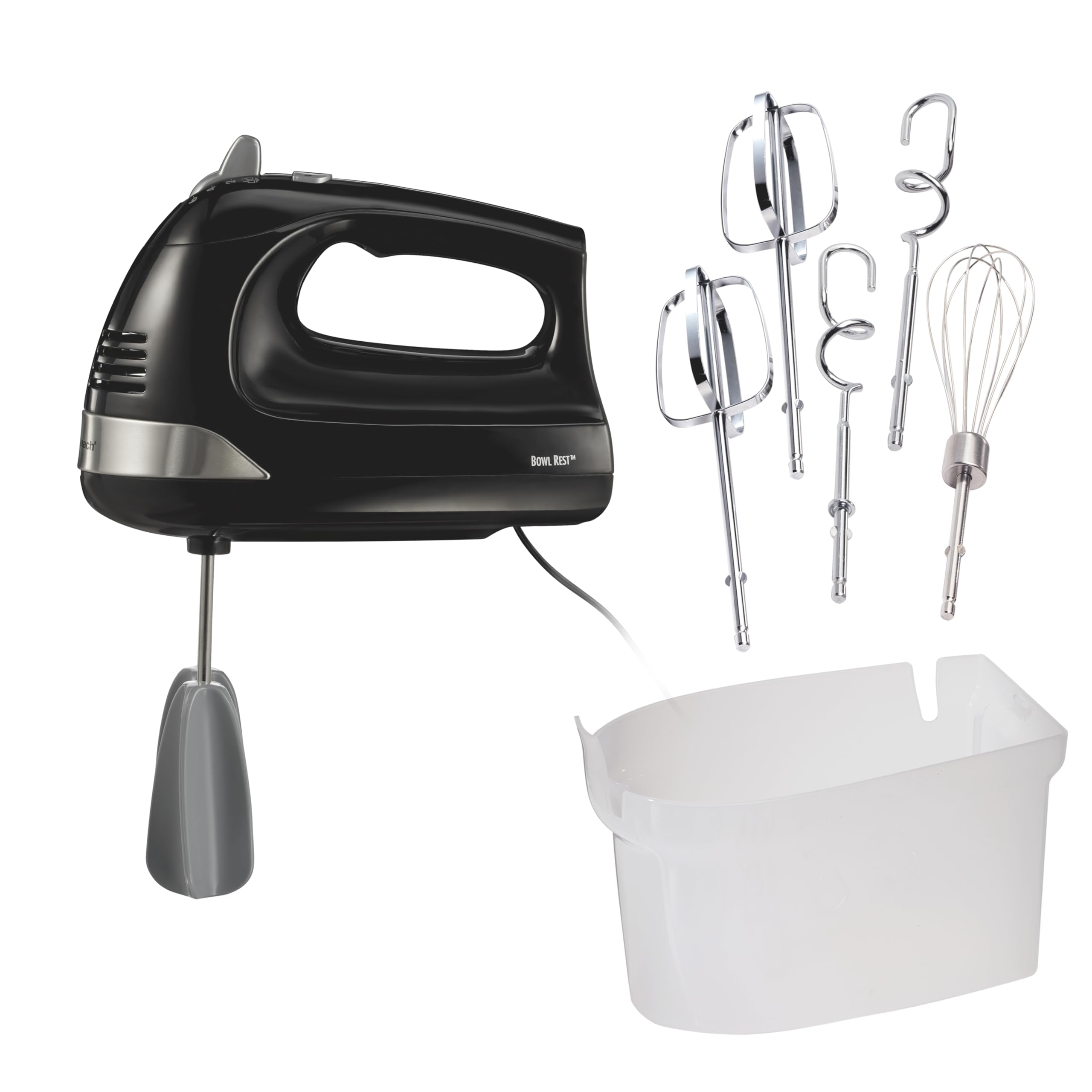 Hamilton Beach 6-Speed Electric Hand Mixer for Baking, 275W, Easy Clean Beaters, Dough Hooks, Whisk, Snap-On Storage Case, Black (62639C) 🍁 All In One Marketplace Canada