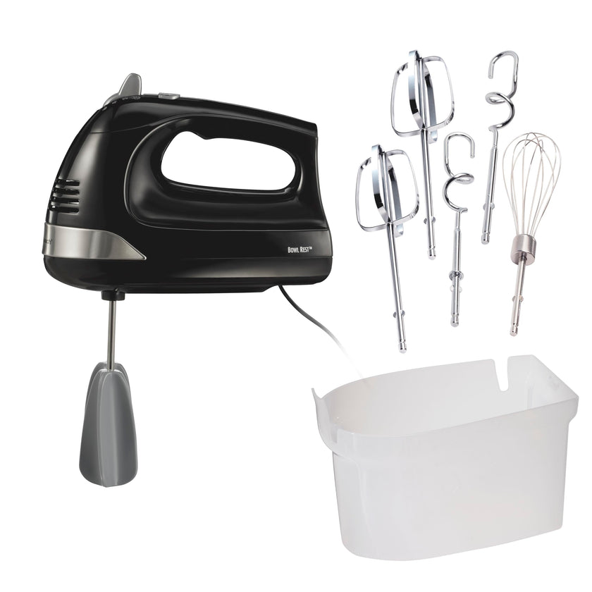 Hamilton Beach 6-Speed Electric Hand Mixer for Baking, 275W, Easy Clean Beaters, Dough Hooks, Whisk, Snap-On Storage Case, Black (62639C) 🍁 All In One Marketplace Canada