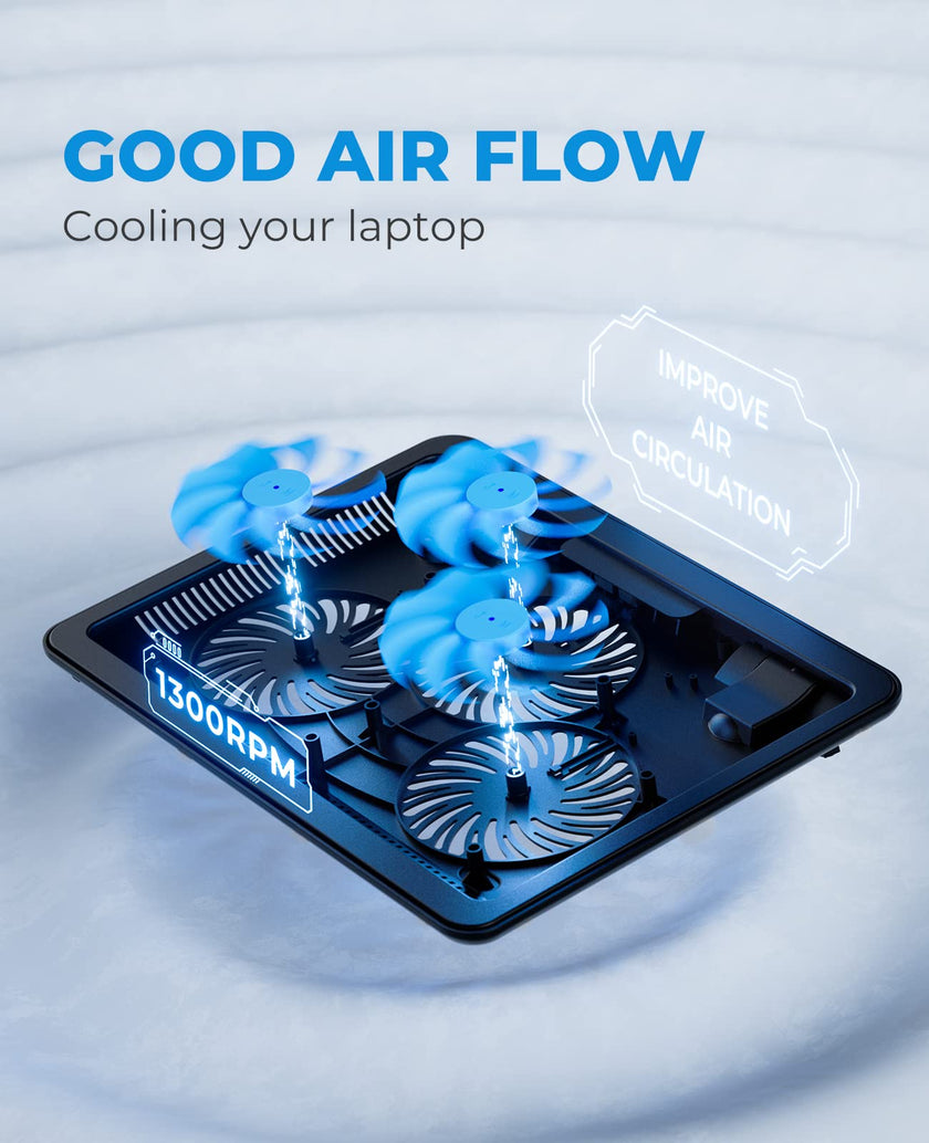 HAVIT HV-F2056 15-17 Inch Laptop Cooler Cooling Pad - Slim Portable USB Powered (3 Fans)(Black+Blue) 🍁 All In One Marketplace Canada