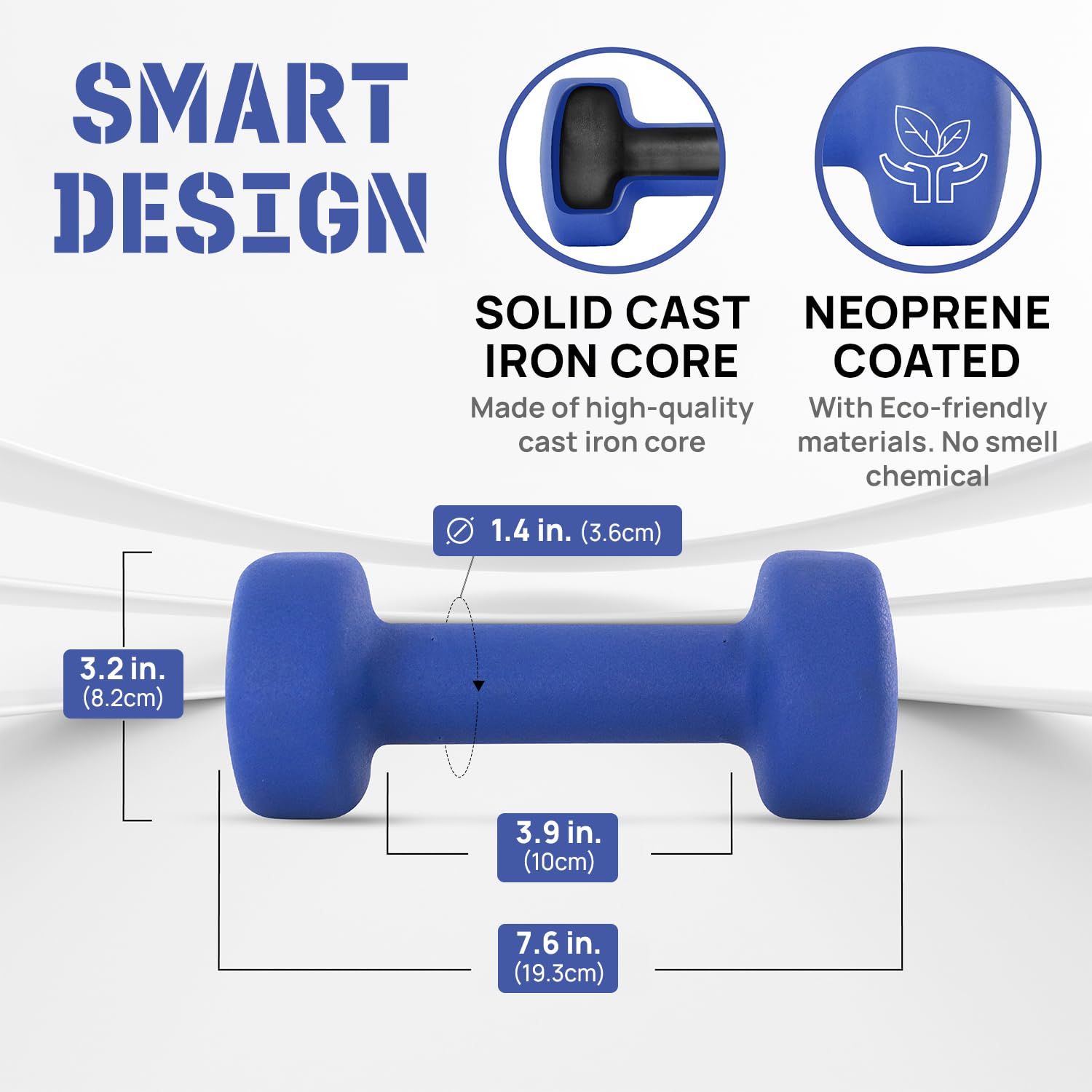 Yes4All Dumbbell Neoprene, poids et haltere, Weight Set, Hand Weights for Women, Dumbbells Pair, Free Weights (D. Blue - 6lbs) 🍁 All In One Marketplace Canada