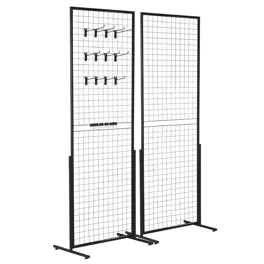 VEVOR 2' x 5.6' Grid Wall Panels Tower, 2 Packs Wire Gridwall Display Racks with T-Base Floorstanding, Double Side Gridwall Panels for Art Craft Shows, Retail Display with Extra Clips and Hooks 🍁 All In One Marketplace Canada