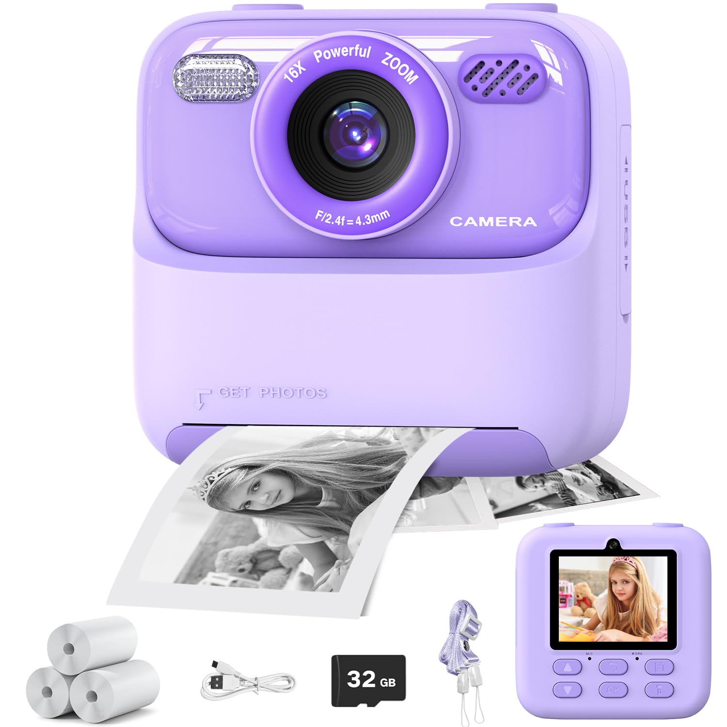 masterbee Kid Camera Instant Print Photo, Birthday Gifts for Girls and Boys, Kids Digital Camera Toys, 1080P HD Video, 3 4 5 6 7 8 9 10 11 12 Year Old Boy Gifts/Girl Gifts 🍁 All In One Marketplace Canada